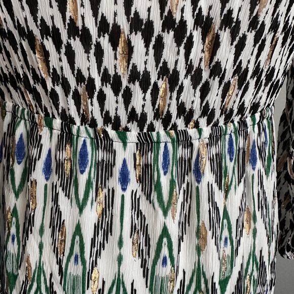 Chicos Ikat Tiered Hem Clip Ikat Maxi Dress Chicos Sz 00 US 2 40th Anniversary - Picture 9 of 14